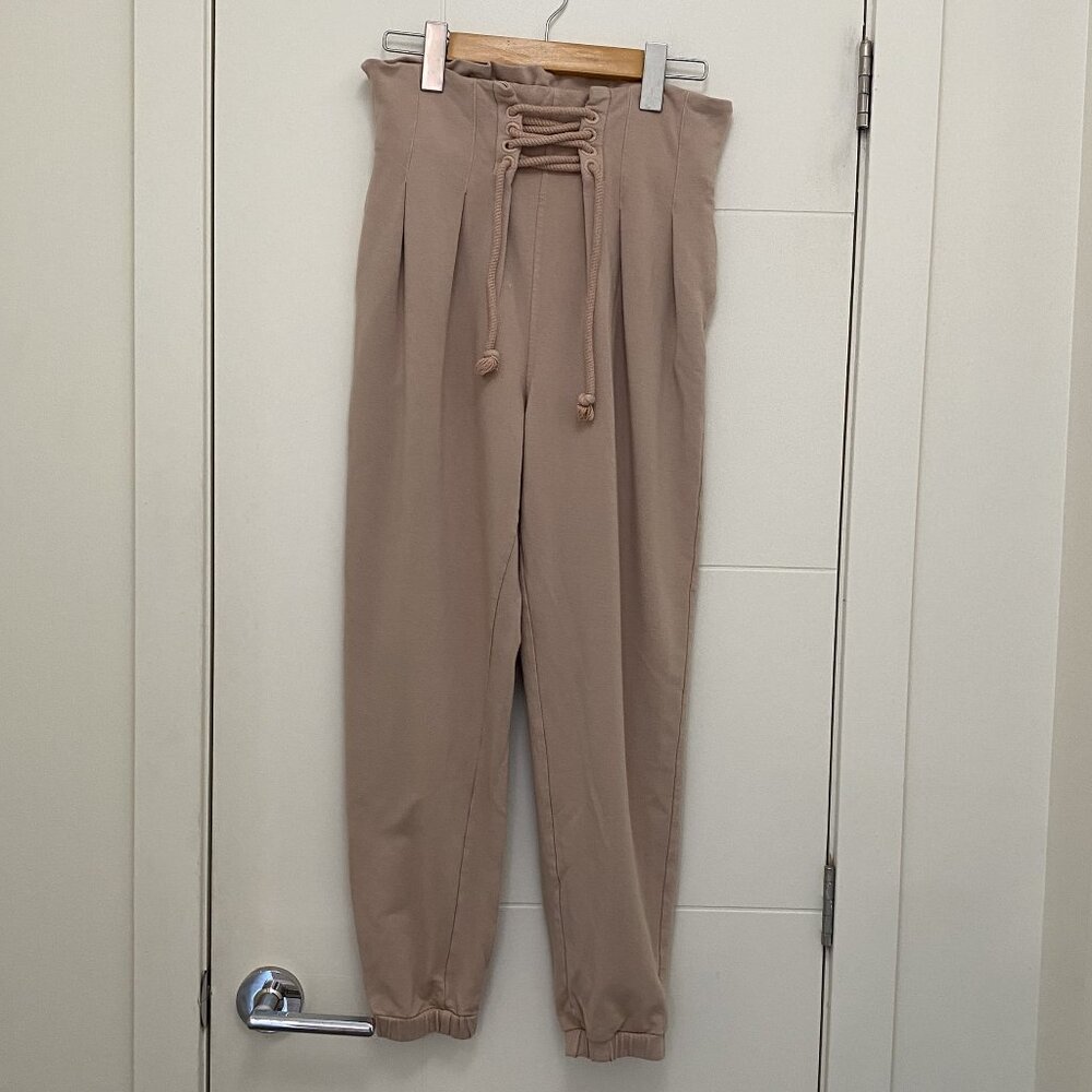 Pleated Paper Bag Jogger in Pink by M Loungewear